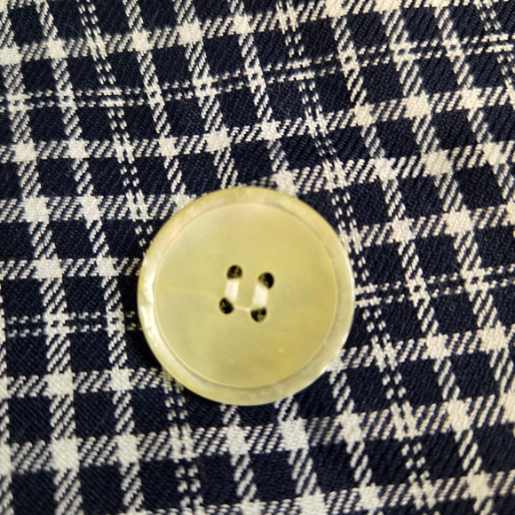 70s Vintage Navy Plaid Double Breasted Crop Deadstock Blazer Jacket Size 10 - Picture 4 of 11